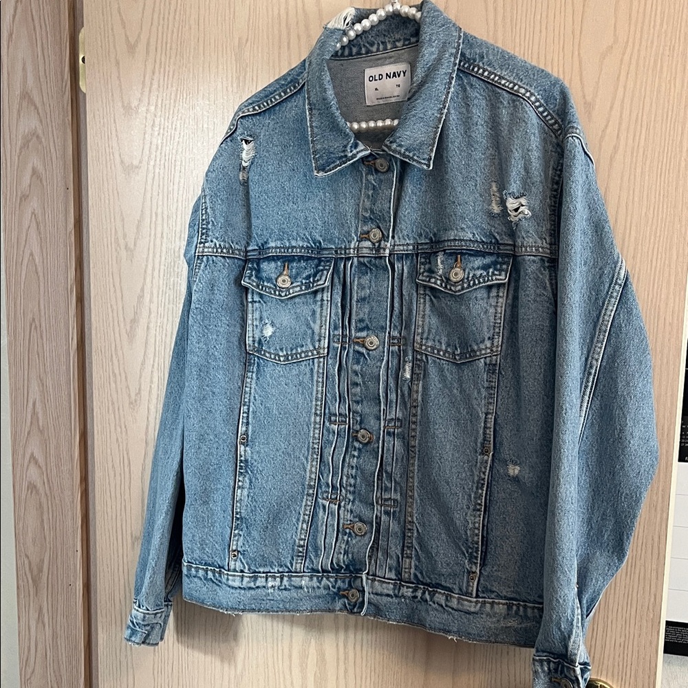 Old Navy Light Blue Distressed Denim Jacket